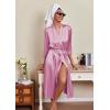 Ekouaer Silk Robes for Women Long Satin Bride Bridesmaid Wedding Party Robes Lightweight Sexy Sleepwear with Pockets(Rose)