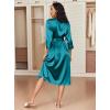 Ekouaer Silk Robes for Women Long Satin Bride Bridesmaid Wedding Party Robes Lightweight Sexy Sleepwear with Pockets(Teal)