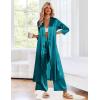 Ekouaer Silk Robes for Women Long Satin Bride Bridesmaid Wedding Party Robes Lightweight Sexy Sleepwear with Pockets(Teal)