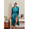 Ekouaer Silk Robes for Women Long Satin Bride Bridesmaid Wedding Party Robes Lightweight Sexy Sleepwear with Pockets(Teal)