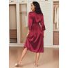 Ekouaer Silk Robes for Women Long Satin Bride Bridesmaid Wedding Party Robes Lightweight Sexy Sleepwear with Pockets(Wine Red)