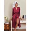 Ekouaer Silk Robes for Women Long Satin Bride Bridesmaid Wedding Party Robes Lightweight Sexy Sleepwear with Pockets(Wine Red)