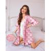Ekouaer Silk Robes for Women Short Lightweight Bathrobe Ruffled Satin Kimono Robes Sexy Bride Bridesmaid Sleepwear(Bow Pink)