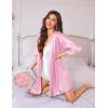 Ekouaer Silk Robes for Women Short Lightweight Bathrobe Ruffled Satin Kimono Robes Sexy Bride Bridesmaid Sleepwear(Pink)