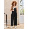 Ekouaer Wide Leg Jumpsuits for Women Casual Overalls Sleeveless Vacation Outfits One Piece Boho Printed Romper with Pocket(Black)
