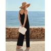 Ekouaer Wide Leg Jumpsuits for Women Casual Overalls Sleeveless Vacation Outfits One Piece Boho Printed Romper with Pocket(Black)