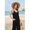 Ekouaer Wide Leg Jumpsuits for Women Casual Overalls Sleeveless Vacation Outfits One Piece Boho Printed Romper with Pocket(Black)