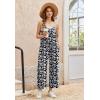Ekouaer Wide Leg Jumpsuits for Women Casual Overalls Sleeveless Vacation Outfits One Piece Boho Printed Romper with Pocket(Floral Black)