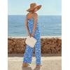 Ekouaer Wide Leg Jumpsuits for Women Casual Overalls Sleeveless Vacation Outfits One Piece Boho Printed Romper with Pocket(Floral Blue)