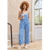 Ekouaer Wide Leg Jumpsuits for Women Casual Overalls Sleeveless Vacation Outfits One Piece Boho Printed Romper with Pocket(Floral Blue)
