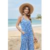 Ekouaer Wide Leg Jumpsuits for Women Casual Overalls Sleeveless Vacation Outfits One Piece Boho Printed Romper with Pocket(Floral Blue)