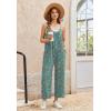 Ekouaer Wide Leg Jumpsuits for Women Casual Overalls Sleeveless Vacation Outfits One Piece Boho Printed Romper with Pocket(Floral Blue Green)