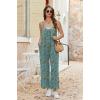 Ekouaer Wide Leg Jumpsuits for Women Casual Overalls Sleeveless Vacation Outfits One Piece Boho Printed Romper with Pocket(Floral Blue Green)