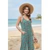 Ekouaer Wide Leg Jumpsuits for Women Casual Overalls Sleeveless Vacation Outfits One Piece Boho Printed Romper with Pocket(Floral Blue Green)