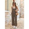 Ekouaer Wide Leg Jumpsuits for Women Casual Overalls Sleeveless Vacation Outfits One Piece Boho Printed Romper with Pocket(Floral Brown)