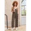 Ekouaer Wide Leg Jumpsuits for Women Casual Overalls Sleeveless Vacation Outfits One Piece Boho Printed Romper with Pocket(Floral Brown)
