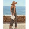 Ekouaer Wide Leg Jumpsuits for Women Casual Overalls Sleeveless Vacation Outfits One Piece Boho Printed Romper with Pocket(Floral Brown)