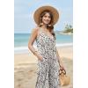 Ekouaer Wide Leg Jumpsuits for Women Casual Overalls Sleeveless Vacation Outfits One Piece Boho Printed Romper with Pocket(Floral Khaki)