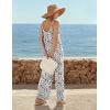 Ekouaer Wide Leg Jumpsuits for Women Casual Overalls Sleeveless Vacation Outfits One Piece Boho Printed Romper with Pocket(Floral Khaki)
