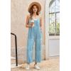 Ekouaer Wide Leg Jumpsuits for Women Casual Overalls Sleeveless Vacation Outfits One Piece Boho Printed Romper with Pocket(Floral Light Blue)