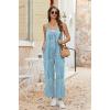 Ekouaer Wide Leg Jumpsuits for Women Casual Overalls Sleeveless Vacation Outfits One Piece Boho Printed Romper with Pocket(Floral Light Blue)