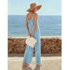 Ekouaer Wide Leg Jumpsuits for Women Casual Overalls Sleeveless Vacation Outfits One Piece Boho Printed Romper with Pocket(Floral Light Blue)