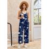Ekouaer Wide Leg Jumpsuits for Women Casual Overalls Sleeveless Vacation Outfits One Piece Boho Printed Romper with Pocket(Floral Navy Blue)