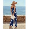 Ekouaer Wide Leg Jumpsuits for Women Casual Overalls Sleeveless Vacation Outfits One Piece Boho Printed Romper with Pocket(Floral Navy Blue)