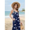 Ekouaer Wide Leg Jumpsuits for Women Casual Overalls Sleeveless Vacation Outfits One Piece Boho Printed Romper with Pocket(Floral Navy Blue)