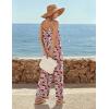 Ekouaer Wide Leg Jumpsuits for Women Casual Overalls Sleeveless Vacation Outfits One Piece Boho Printed Romper with Pocket(Floral Print 2)