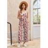 Ekouaer Wide Leg Jumpsuits for Women Casual Overalls Sleeveless Vacation Outfits One Piece Boho Printed Romper with Pocket(Floral Print 2)