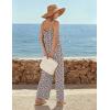 Ekouaer Wide Leg Jumpsuits for Women Casual Overalls Sleeveless Vacation Outfits One Piece Boho Printed Romper with Pocket(Floral Print 3)