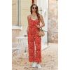 Ekouaer Wide Leg Jumpsuits for Women Casual Overalls Sleeveless Vacation Outfits One Piece Boho Printed Romper with Pocket(Floral Red)