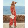 Ekouaer Wide Leg Jumpsuits for Women Casual Overalls Sleeveless Vacation Outfits One Piece Boho Printed Romper with Pocket(Floral Red)