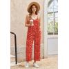 Ekouaer Wide Leg Jumpsuits for Women Casual Overalls Sleeveless Vacation Outfits One Piece Boho Printed Romper with Pocket(Floral Red)
