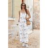 Ekouaer Wide Leg Jumpsuits for Women Casual Overalls Sleeveless Vacation Outfits One Piece Boho Printed Romper with Pocket(Floral White)
