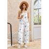 Ekouaer Wide Leg Jumpsuits for Women Casual Overalls Sleeveless Vacation Outfits One Piece Boho Printed Romper with Pocket(Floral White)