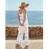 Ekouaer Wide Leg Jumpsuits for Women Casual Overalls Sleeveless Vacation Outfits One Piece Boho Printed Romper with Pocket(Floral White)