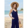 Ekouaer Wide Leg Jumpsuits for Women Casual Overalls Sleeveless Vacation Outfits One Piece Boho Printed Romper with Pocket(Navy Blue)