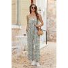 Ekouaer Wide Leg Jumpsuits for Women Casual Overalls Sleeveless Vacation Outfits One Piece Boho Printed Romper with Pocket(White Print)