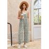 Ekouaer Wide Leg Jumpsuits for Women Casual Overalls Sleeveless Vacation Outfits One Piece Boho Printed Romper with Pocket(White Print)