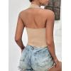 Ekouaer Women Halter Top Backless Scroop Neck Slim Stretchy Ribbed Knit Camisole Crop Tops S-XXL(Beige)