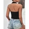 Ekouaer Women Halter Top Backless Scroop Neck Slim Stretchy Ribbed Knit Camisole Crop Tops S-XXL(Black)