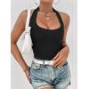Ekouaer Women Halter Top Backless Scroop Neck Slim Stretchy Ribbed Knit Camisole Crop Tops S-XXL(Black)