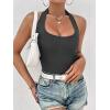 Ekouaer Women Halter Top Backless Scroop Neck Slim Stretchy Ribbed Knit Camisole Crop Tops S-XXL(Dark Gray)