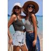 Ekouaer Women Halter Top Backless Scroop Neck Slim Stretchy Ribbed Knit Camisole Crop Tops S-XXL(Dark Gray)