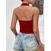 Ekouaer Women Halter Top Backless Scroop Neck Slim Stretchy Ribbed Knit Camisole Crop Tops S-XXL(Deep Red)