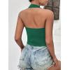 Ekouaer Women Halter Top Backless Scroop Neck Slim Stretchy Ribbed Knit Camisole Crop Tops S-XXL(Green)