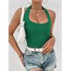 Ekouaer Women Halter Top Backless Scroop Neck Slim Stretchy Ribbed Knit Camisole Crop Tops S-XXL(Green)