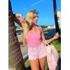 Ekouaer Women Halter Top Backless Scroop Neck Slim Stretchy Ribbed Knit Camisole Crop Tops S-XXL(Hot Pink)